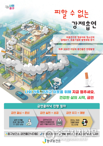 피할 수 없는 강제흡연의 피해 포스터 .