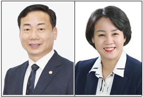 송재천 예결특위원장(좌), 양은미 예결특위 부위원장(우).