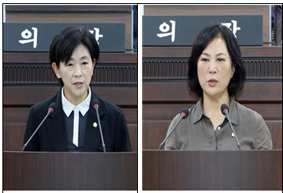 5분 자유발언 이정미 의원(좌) 조미정 의원(우)