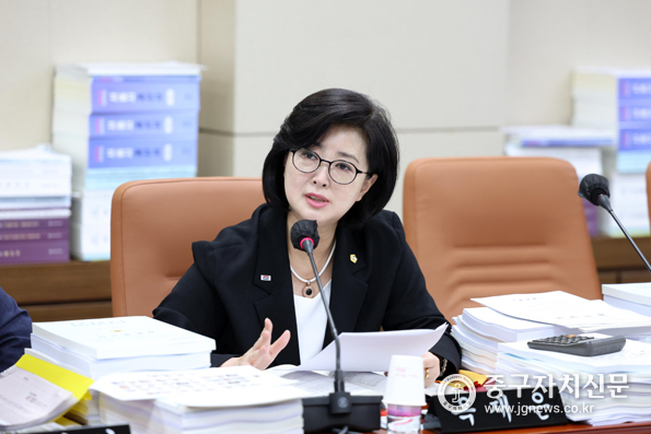 서울시의회 옥재은 의원이 상임위에서 질의를 하고 있다.